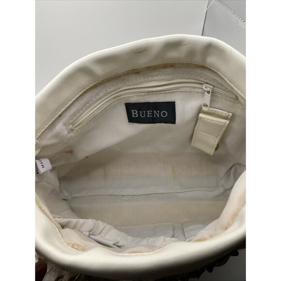 Bueno WhiteFaux Leather Bag Purse Chain Woven Shoulder Strap NWT - Picture 6 of 10